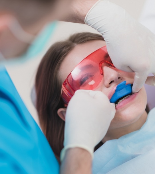 Person receiving fluoride treatment